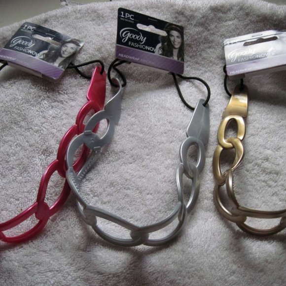 Goody Interlocking Rings Gelly Plastic Headwrap Jelly Head Band Gold Pink Silver - Picture 2 of 8